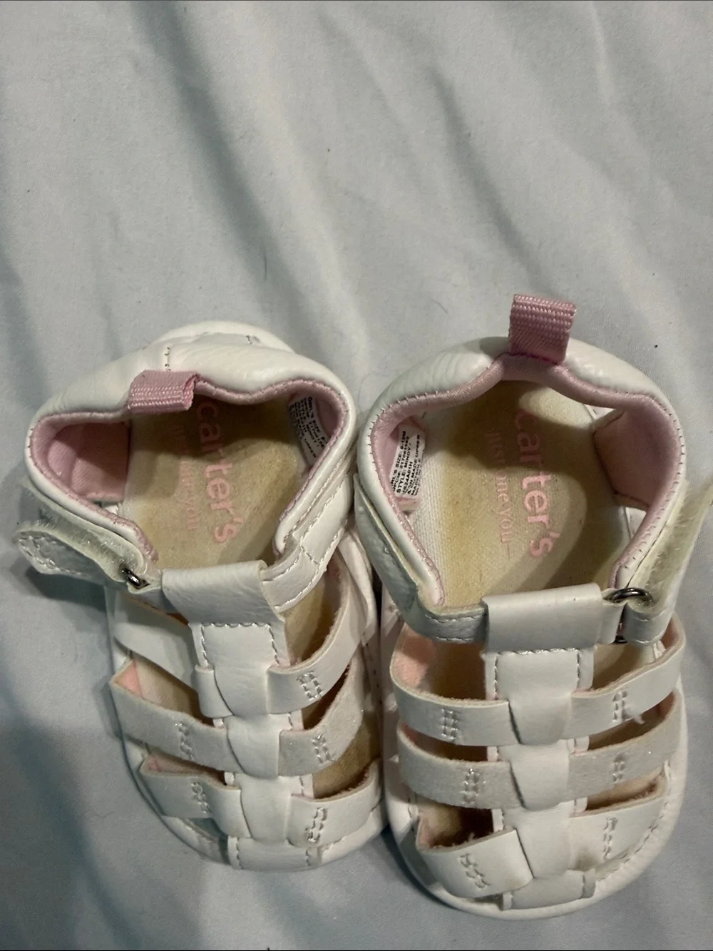 Carter's White and Pink Baby Fisherman Sandals